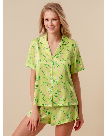 Зеленая пижама с принтом